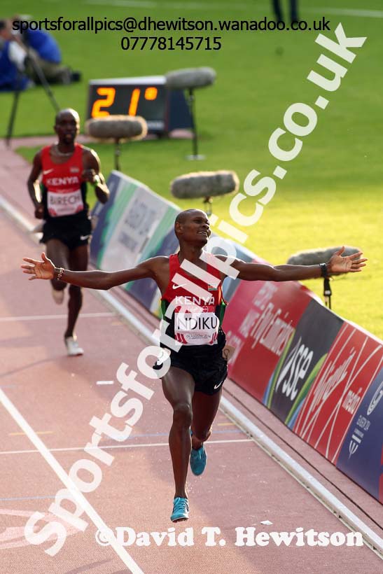 Jonathan Ndiku, (Kenya) wins the 3000 metres steeplechase at the Commonwealth Games, Glasgow. Photo: David T. Hewitson/Sports for All Pics